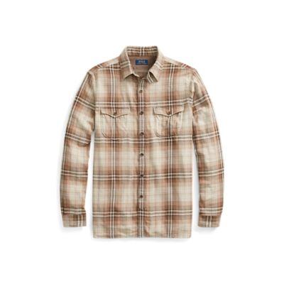 Ralph Lauren Classic Fit Plaid Workshirt Tan/cream