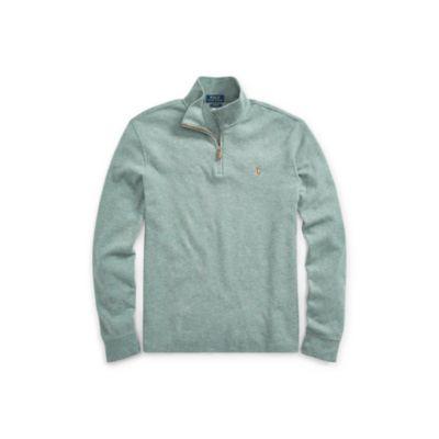 Ralph Lauren Estate-rib Half-zip Pullover Light Teal Heather