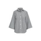 Ralph Lauren Gingham Bell-sleeve Shirt Black/white