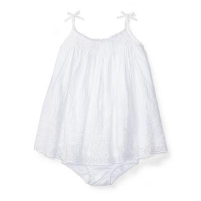 Ralph Lauren Smocked Cotton Dress & Bloomer White 3m