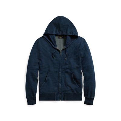 Ralph Lauren Indigo Cotton Hoodie Washed Blue Indigo