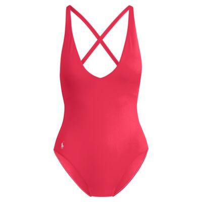 Ralph Lauren V-neck One-piece Swimsuit Radiant Coral