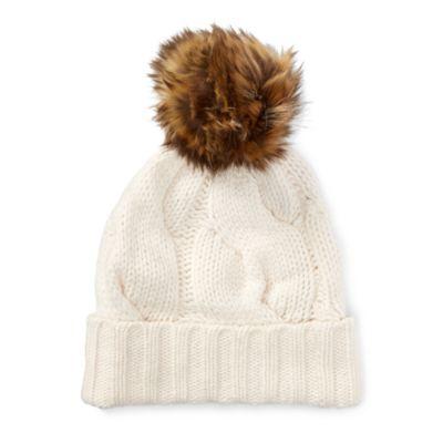 Ralph Lauren Rope Cable-knit Pom-pom Hat Antique Cream