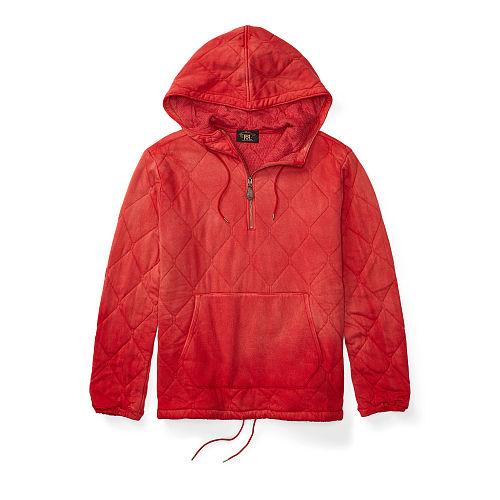 Ralph Lauren Rrl Quilted Cotton Pullover Hoodie Country Red