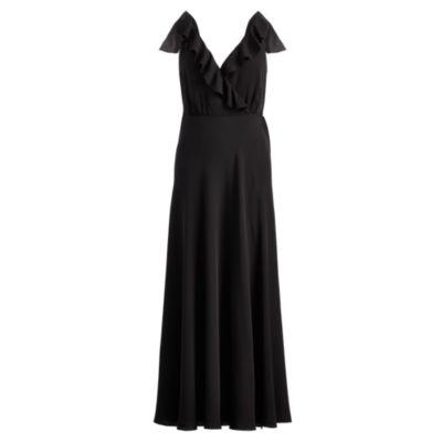 Ralph Lauren Ruffled Silk Maxidress Polo Black
