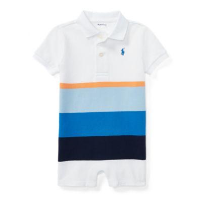 Ralph Lauren Cotton Mesh Polo Shortall White Multi 6m