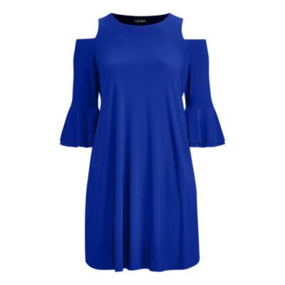 Ralph Lauren Jersey Cold-shoulder Dress Cannes Blue