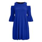 Ralph Lauren Jersey Cold-shoulder Dress Cannes Blue