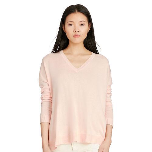 Polo Ralph Lauren Cotton-blend V-neck Sweater Cloud Pink