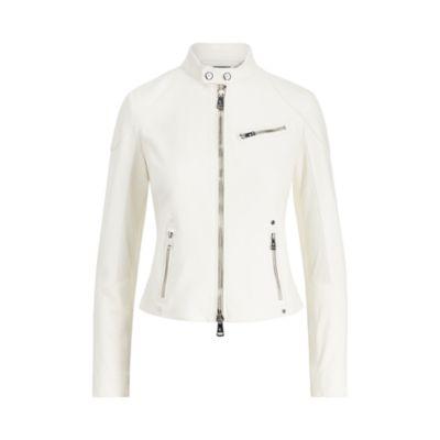 Ralph Lauren Leather Caf Racer Jacket Cream