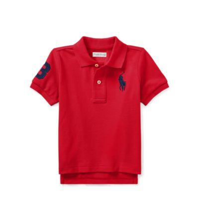 Ralph Lauren Cotton Mesh Polo Shirt Deep Orangey Red 6m