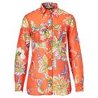 Ralph Lauren Lauren Cotton-silk Voile Shirt Orange Multi