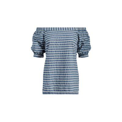 Ralph Lauren Striped Off-the-shoulder Top Blue/white Multi