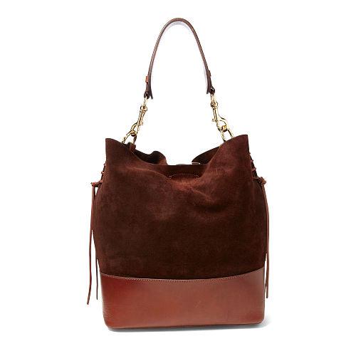 Polo Ralph Lauren Suede Square Hobo Bag Snuff/cognac