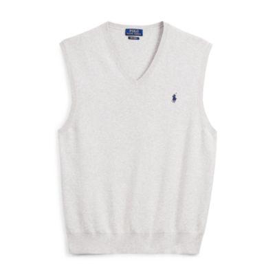 Ralph Lauren Cotton V-neck Sweater Vest Light Grey Heather