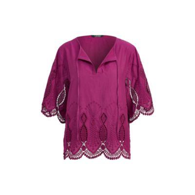 Ralph Lauren Cotton Eyelet Top Berry Jam