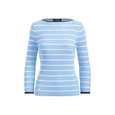 Ralph Lauren Striped Boatneck Sweater Lt Blue/crm/navy