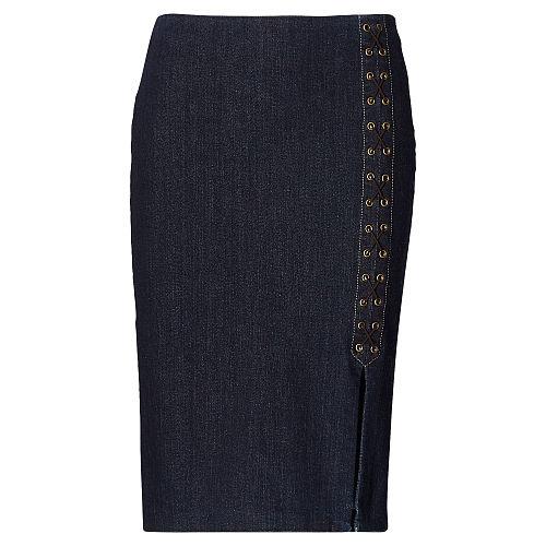 Ralph Lauren Lauren Petite Lace-up Denim Pencil Skirt Rinse Indigo