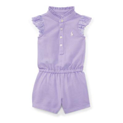Ralph Lauren Flutter-sleeve Mesh Romper Powder Purple 3m