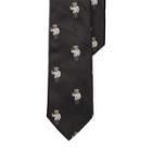 Ralph Lauren Martini Bear Silk Narrow Tie Black