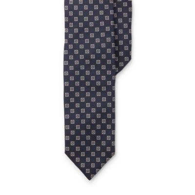 Ralph Lauren Print Mulberry Silk Narrow Tie Navy/white