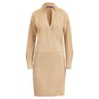 Ralph Lauren Aiden Suede Wrap Dress Tan