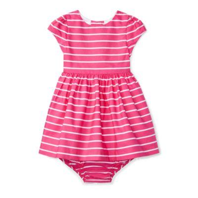 Ralph Lauren Striped Cotton Dress & Bloomer Pink/white 3m