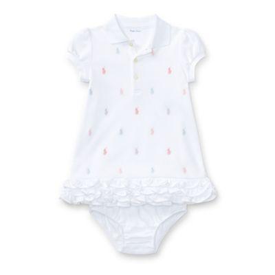 Ralph Lauren Ruffled Polo Dress & Bloomer White 12m