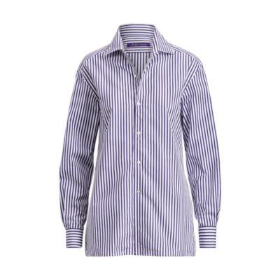Ralph Lauren Capri Striped Cotton Shirt White/purple