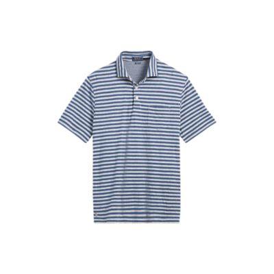 Ralph Lauren Striped Jersey Polo Shirt Blue Heather/andovr Hthr