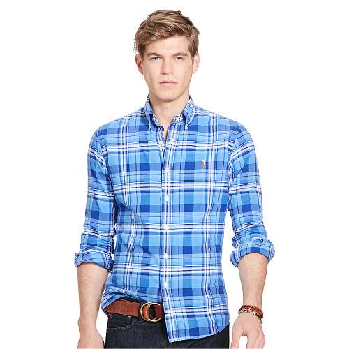 Polo Ralph Lauren Plaid Cotton Oxford Shirt Blue Screen Multi