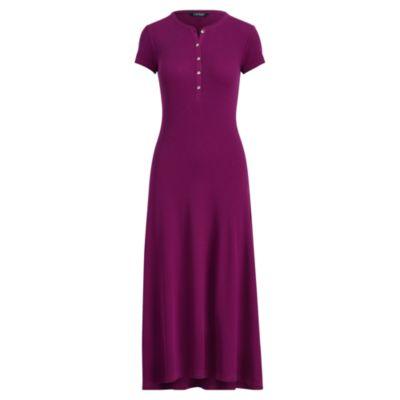 Ralph Lauren Waffle-knit Henley Dress Berry Jam