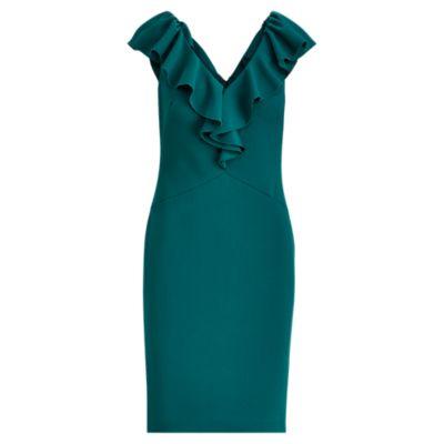 Ralph Lauren Ruffled Crepe Dress Meridian Jade
