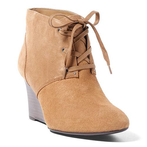 Ralph Lauren Lauren Tamia Suede Wedge Bootie Camel