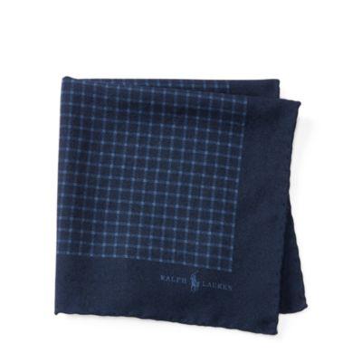 Ralph Lauren Checked Pocket Square Navy/blue
