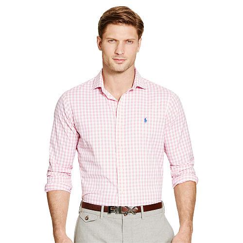Ralph Lauren Polo Golf Performance Twill Sport Shirt Pink/white