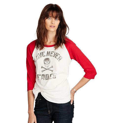 Ralph Lauren Denim & Supply Raglan Cotton Graphic Tee Antique Cream