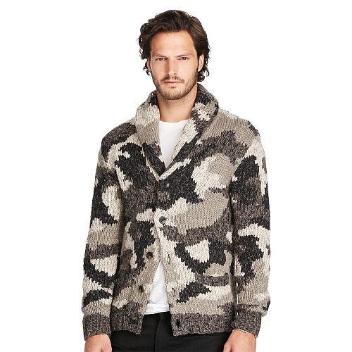 Ralph Lauren Denim & Supply Camo Cotton-blend Cardigan Grey Multi