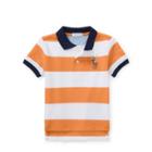 Ralph Lauren Striped Cotton Mesh Polo Shirt Thai Orange 3m