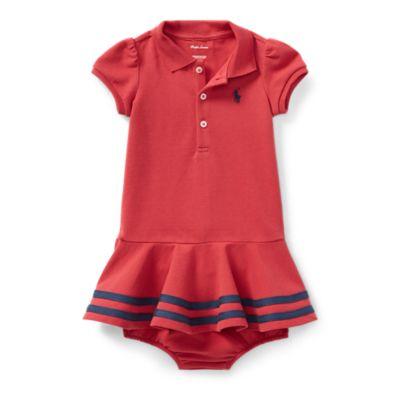 Ralph Lauren Cotton Polo Dress & Bloomer Nantucket Red 12m