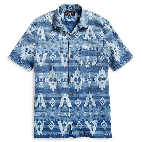 Ralph Lauren Rrl Indigo Cotton Camp Shirt