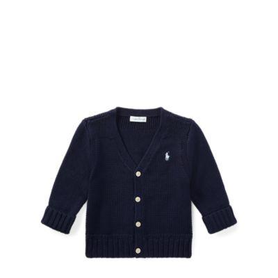 Ralph Lauren Combed Cotton V-neck Cardigan French Navy 18m