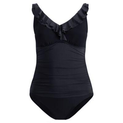 Ralph Lauren Slimming Ruffled One-piece Black