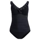 Ralph Lauren Slimming Ruffled One-piece Black