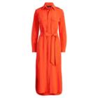 Ralph Lauren Belted Silk Shirtdress Tomato