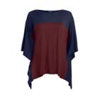 Ralph Lauren Color-blocked Poncho Sweater Red Sangria/rl Navy