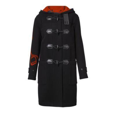 Ralph Lauren Braiden Hooded Toggle Coat Black/red