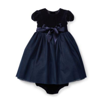 Ralph Lauren Velvet-tulle Dress & Bloomer Navy 12m