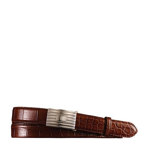 Ralph Lauren Alligator Engine-buckle Belt Dark Brown