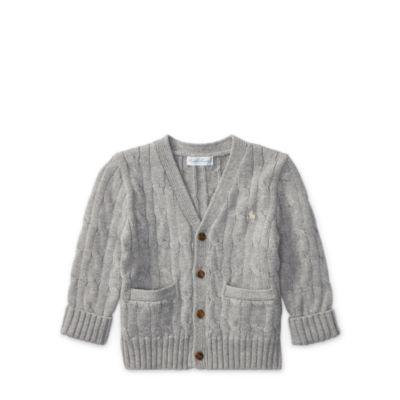 Ralph Lauren Cable-knit Cotton Cardigan Andover Heather 3m